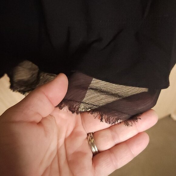 Rock & Republic Black Stretchy Short Sleeve Top Sequin Detail Large - Picture 5 of 7